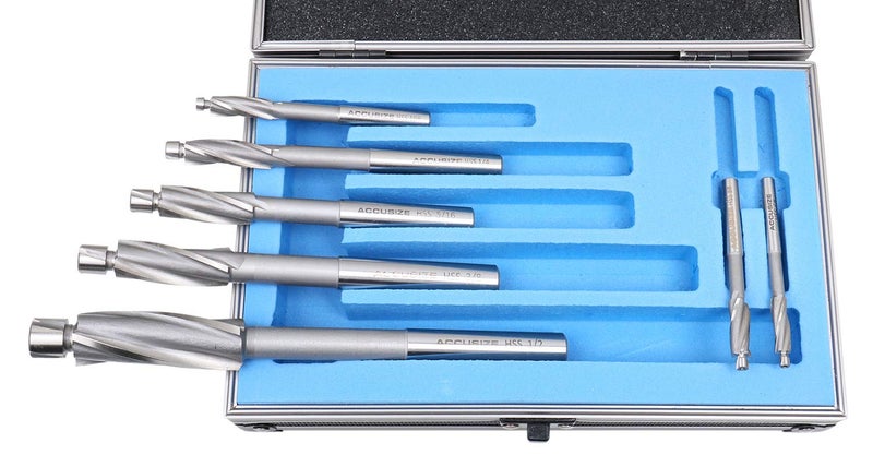 Accusize Industrial Tools 7 Pc'' H.S.S. Solid Capscrew Counterbore Set 3 Flute Straight Shank, 509S-0007 - Image 2
